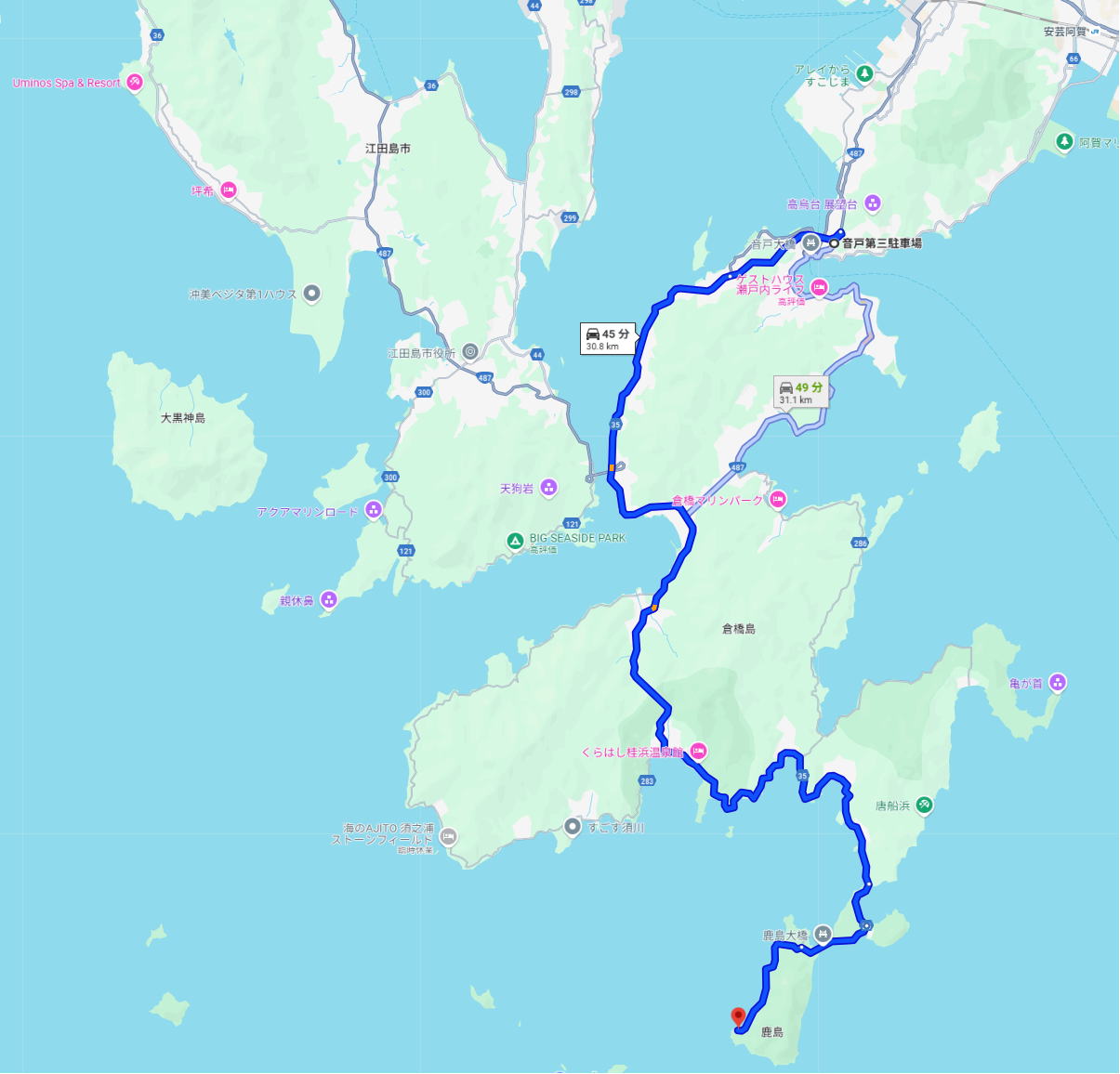 あんな本こんな本、車旅、瀬戸内のたりのたり、倉橋島の地図